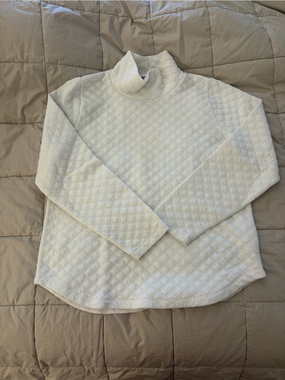 J. Crew Cream Quilted Turtleneck Sweatshirt